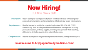 Now Hiring Full Time Clinical Staff
